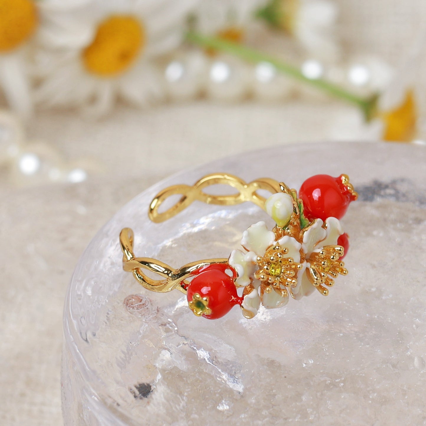 Sweet Hawthorn Enamel Ring