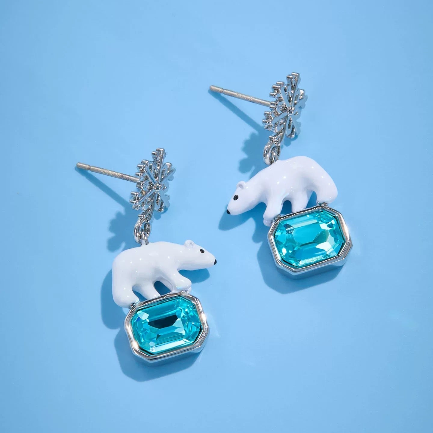 Polar Bear Snowflake Earrings