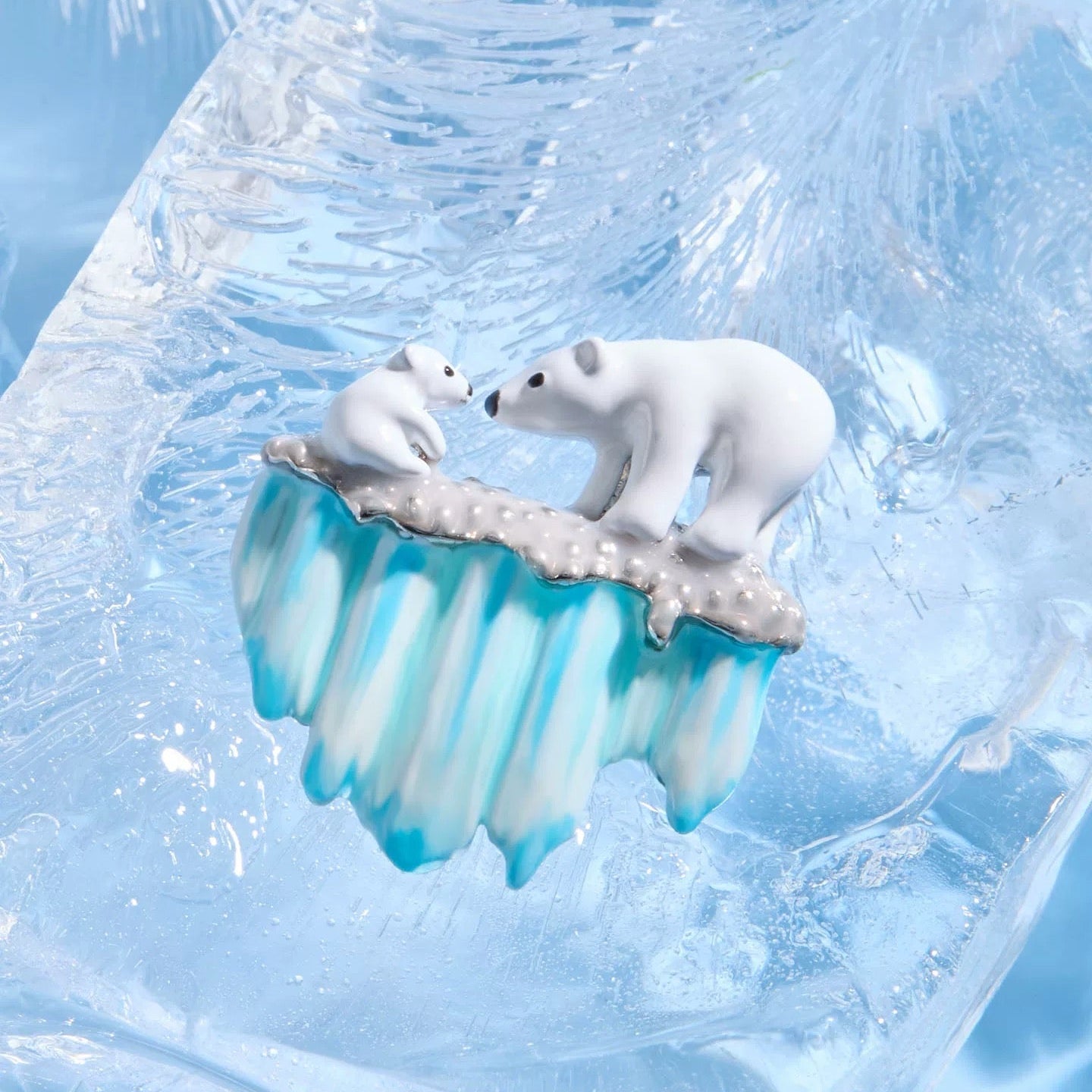 Polar Bear Family Brooch