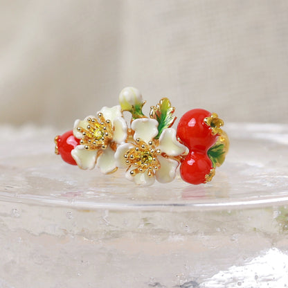 Sweet Hawthorn Enamel Ring