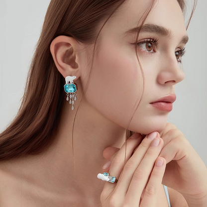 Polar Bear Crystal Drop Earrings