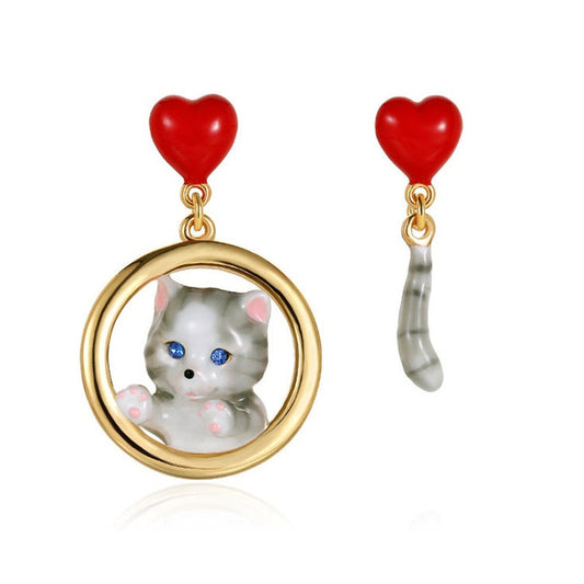 Heart & Tail Kitty Earrings