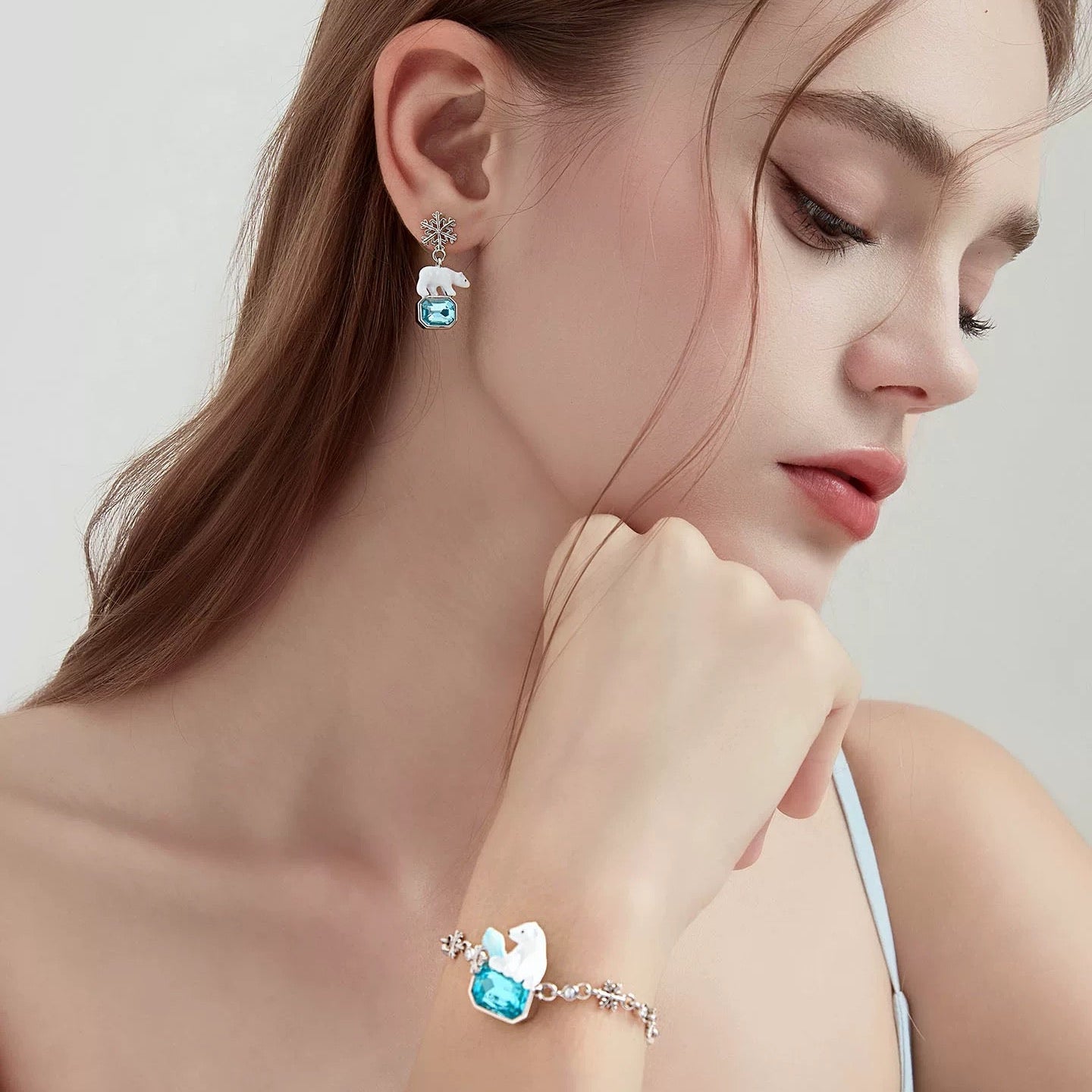 Polar Bear Snowflake Earrings