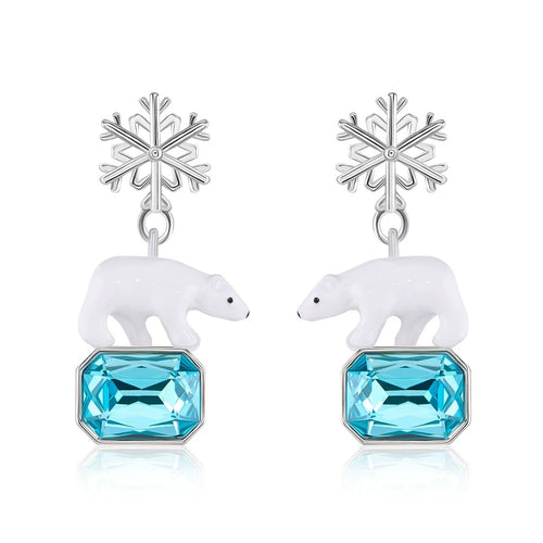 Polar Bear Snowflake Earrings