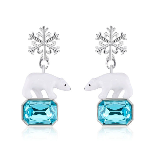 Polar Bear Snowflake Earrings