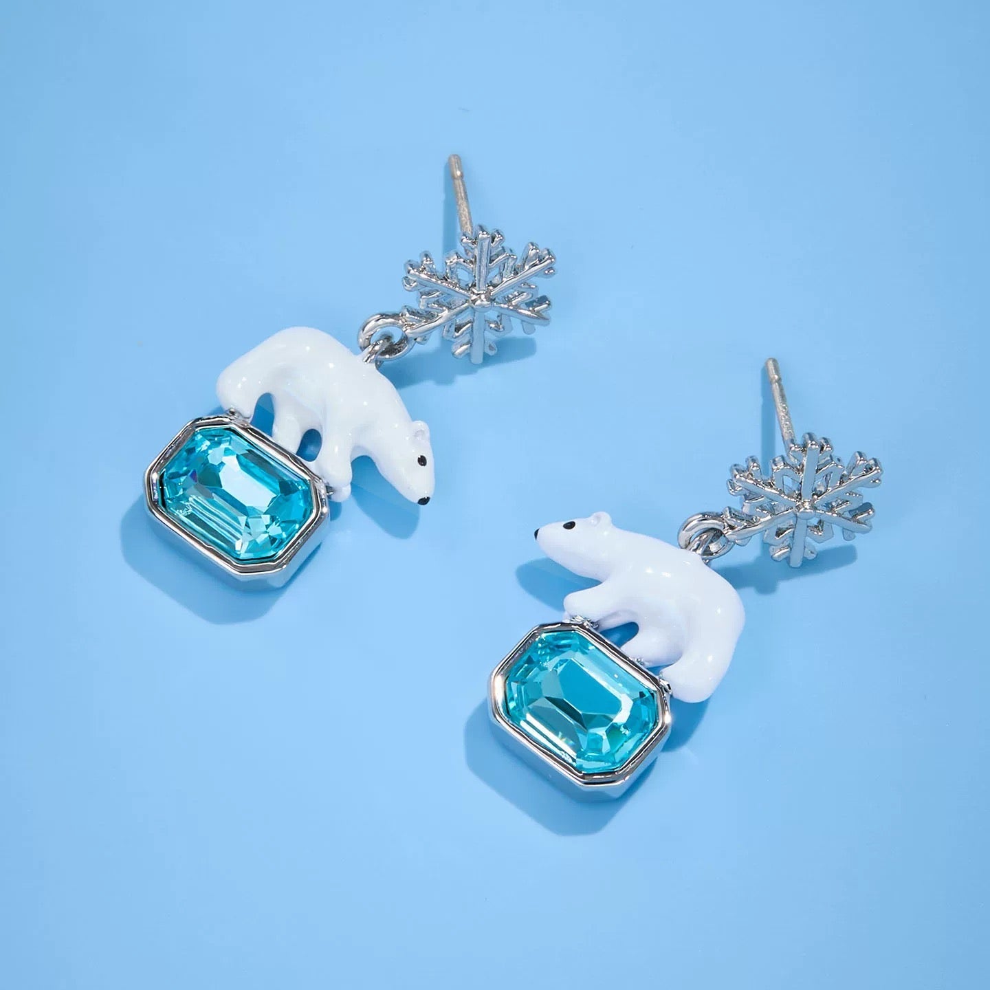 Polar Bear Snowflake Earrings