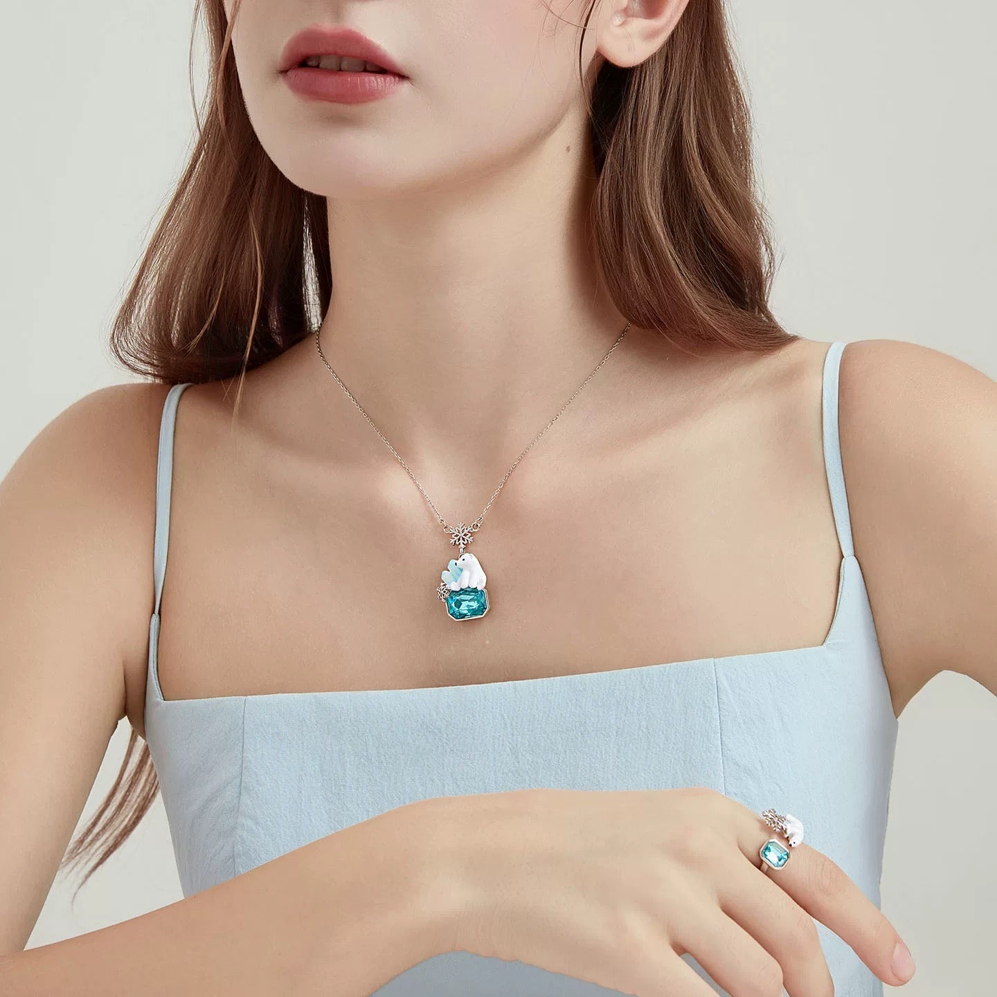 Polar Bear Ice Crystal Necklace