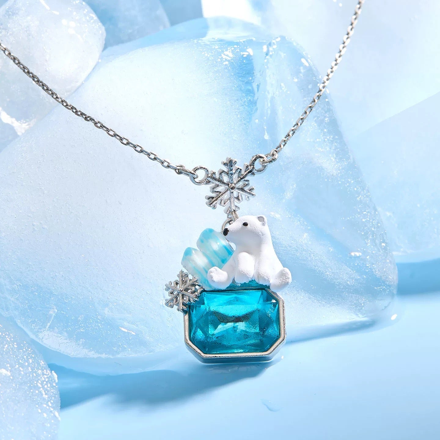 Polar Bear Ice Crystal Necklace