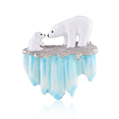 Polar Bear Family Brooch