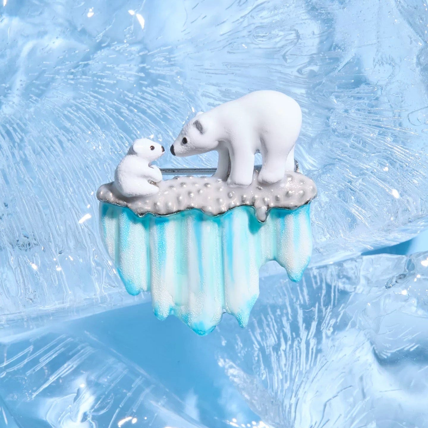 Polar Bear Family Brooch