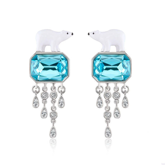Polar Bear Crystal Drop Earrings