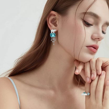 Polar Bear Crystal Drop Earrings