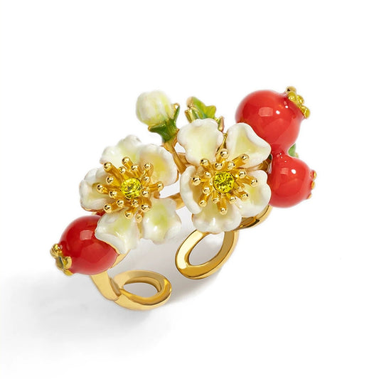 Sweet Hawthorn Enamel Ring