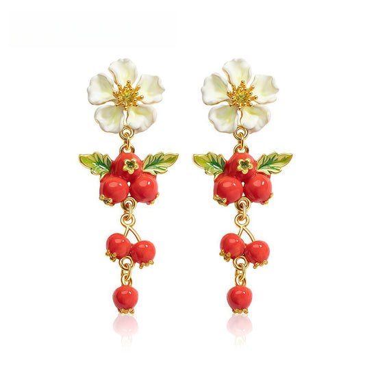 Hawthorn Blossom Triple-Drop Earrings